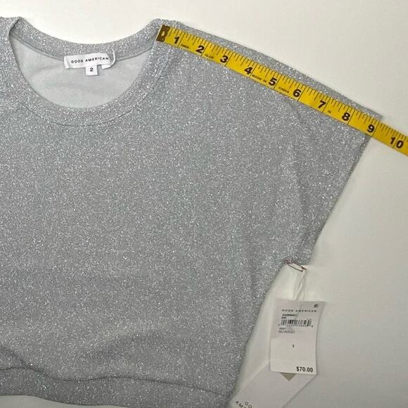 NWT | Good American | Sparkle Crop Top | Silver001 | Size 2/M - Picture 13 of 15